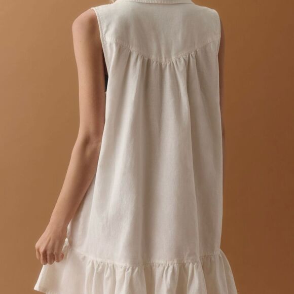 Anthropologie | Pilcro Sleeveless V-Neck Linen Flounce Mini Dress | Size: M - Picture 6 of 7